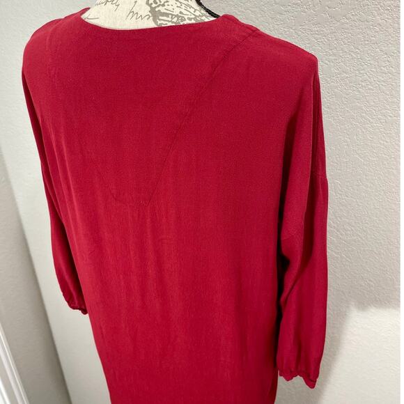Madewell Du Jour V-Neck Boho Tunic Dress Garnet Red F9331 Sz Small - Picture 7 of 9